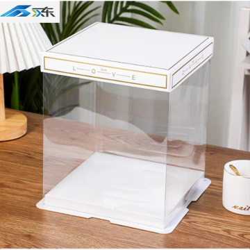 Tampa de papel transparente elegante para caixas de bolo
