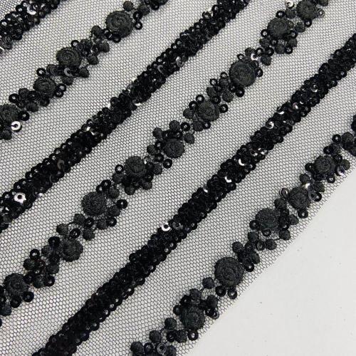 Fashion Rose Sequins  Embroidery On Poly Mesh