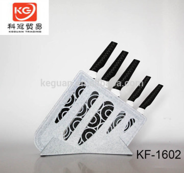 KF-1602 5pcs Non-stick Stainless steel colorful kitchen knife set with pp block