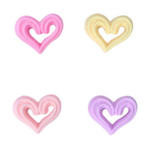 Lovely Pastel Hollow Heart Resin Flatback Cabochons Sweet Love Heart Flat Back Embellishments Scrapbooking Hair Accessories DIY