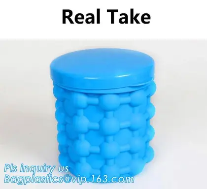 Silicone Ice Cube Maker Genie, Ice Genie 2PC Silicone Molds Ice Bucket /Ice Cube Maker Genie Set