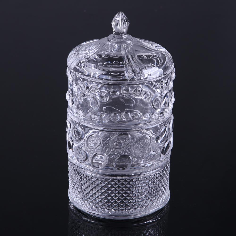 Br 1720engraved Design 3 Tier Glass Jar For Food Candy