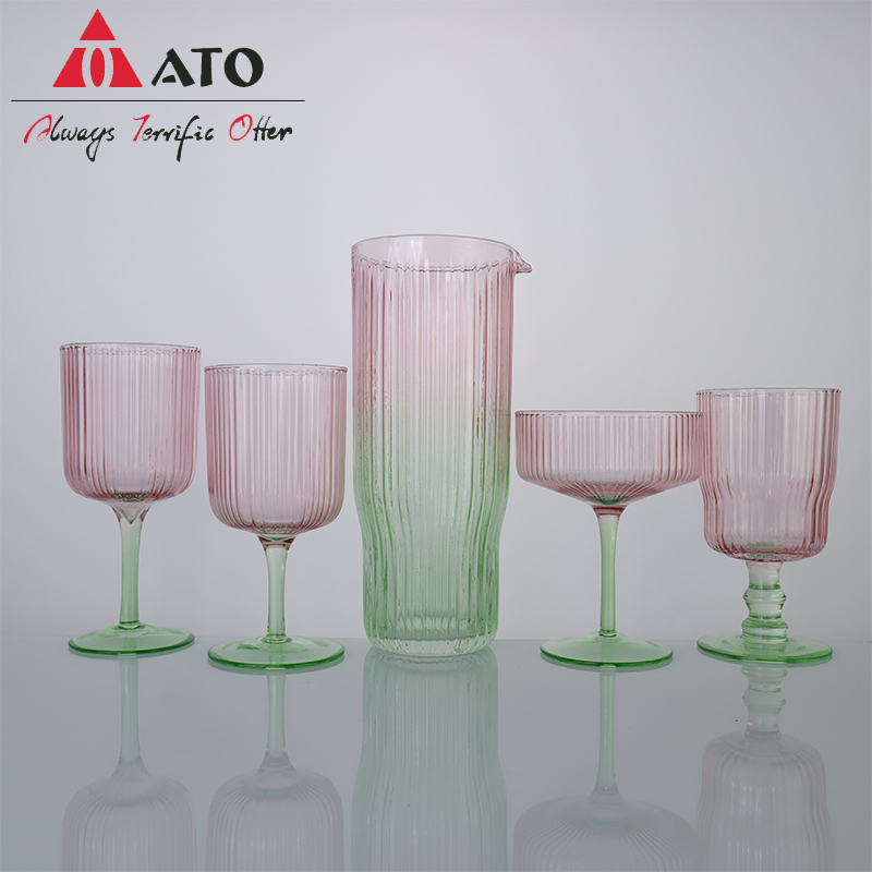 Pink Striped Color Tableware Glass Drinking Beverage glass