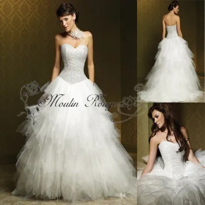 Attractive Strapless Organza Wedding Dress Bridal Dresses