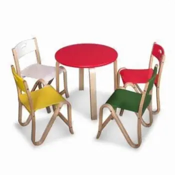 Wooden Table and Chair Set, Available in Different Colors and Designs