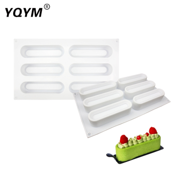 YQYM 6 Long Line of Grooves Mousse Silicone Mold - Food-grade Household Dessert Baking Cake Mold