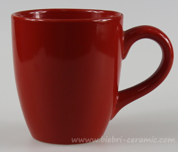 350 ml di colore rosso glazed logo decalcomania di tazze e tazze ceramiche personalizzate
