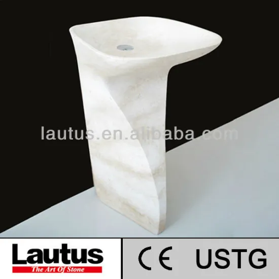 Pedestal Sink--Lautus Marble Bathroom Pedestal Sink (Coral Stone)