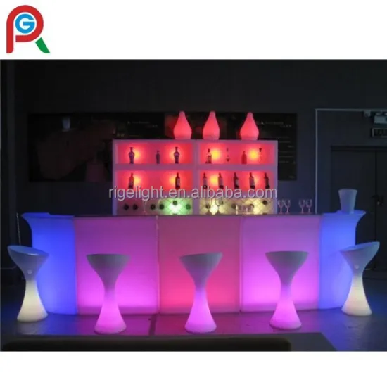 shining plastic colorful square led bar table