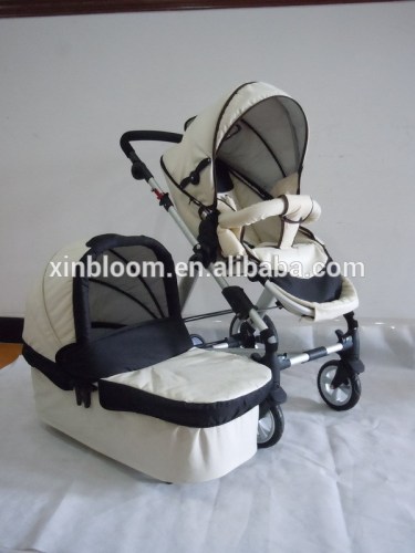 2015 baby stroller 3 in 1 pass en1888 with aluminum frame 3 position seat 5 point safety, one touch doublle sharker.