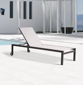 Aluminum Sun Chaise Lounge with Wheels - Metal Garden Mesh Sunlounger Set for Outdoor Furniture