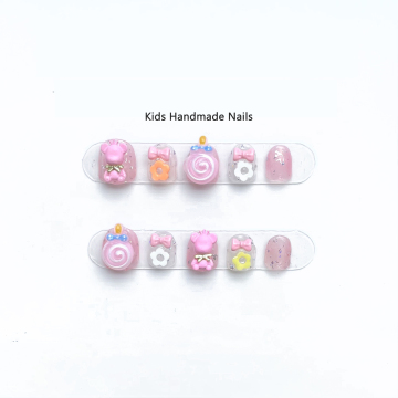 Handcrafted 10-Piece Reusable Kids' Press-On Fingernails: A Stylish Solution for Little Ones