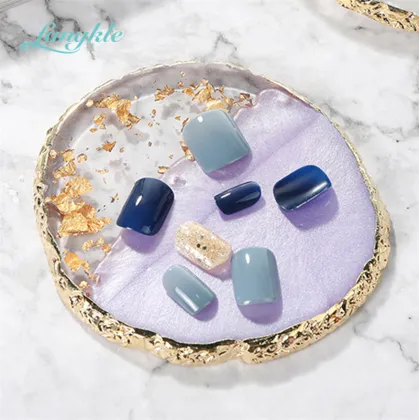 Wholesale Latest Round Resin Nail Palette with Golden Flake