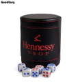 Hot Black Hennessy Leather Dice Cup Set Plastic Acrylic Polyhedral Dices Gambling Poker Drinking Board Game Dice Box 1 Pc