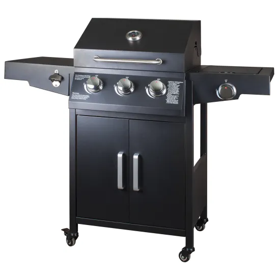 Backyard Outdoor with Side burner Steel Metal Round Top  BBQ Barbecue Gas Grills Propane Movable