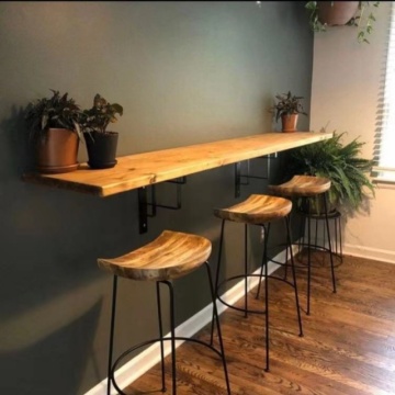 New Commercial Furniture Wood Top Metal Legs Bar Table