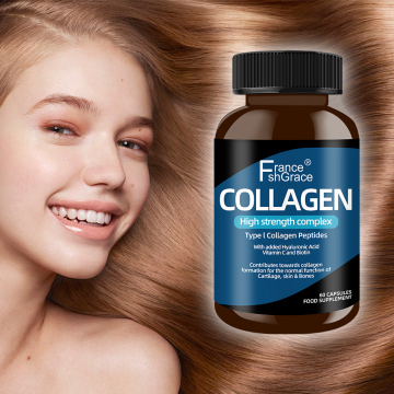 Cápsulas de peptídeos de colágeno marinho orgânico com vitamina C