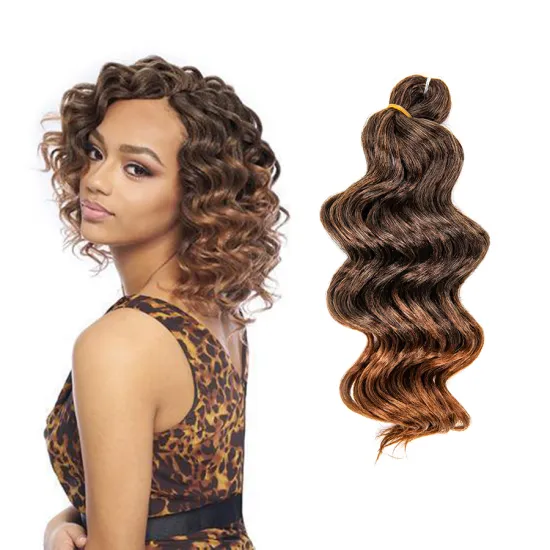 AliLeader Ocean Wave Crochet Hair 9" Natural Black Deep Wave Crochet Braids Synthetic Hair Extensions