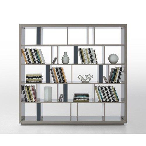 Wooden Book Shelf Modern Grey Lacquer Room Divider Supplier