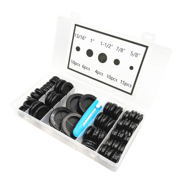 Black Round Grommet Dustproof Rubber Sealing Washer Kit - Custom Packing