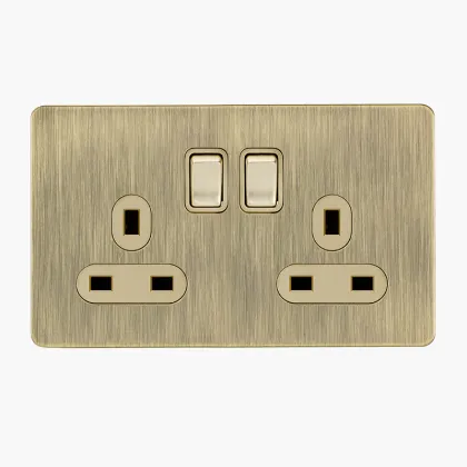 UK 2 Gang 13A DP Switched Socket