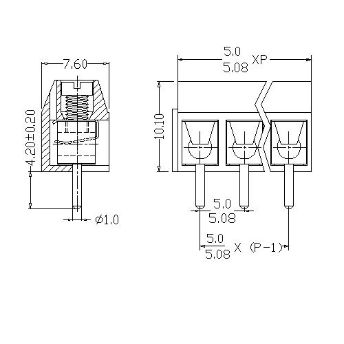 AT301V-5.0／5.08XXX-A PCB Screw Terminal Block 