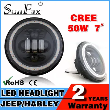New arrival black 50w 7inch round car head light, Angel eye sealed led headlight with IP67 for Harley motorcycle Jeep Wrangler