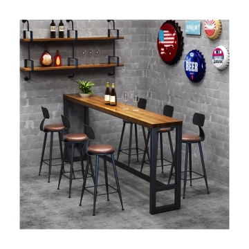 Modern Solid Wood Bar Table Chair Combination for High Counter and Wall