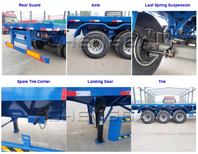 3 Axle Container Flatbed Semi Trailer