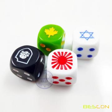 Dice de grabado personalizado de 16 mm con logotipo personalizado grabado en 6 puntos