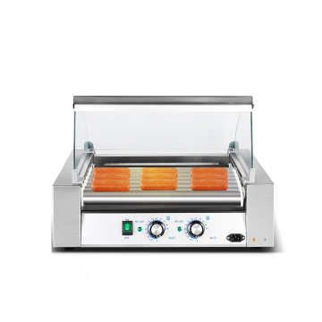 Electric Hot Dog Cart with Grill and Deep Fryer - 12 Hot Dog Capacity, 5 Roller Grill Cooker Machine