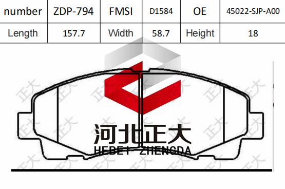 Brake pad of Honda Ridgeline D1584