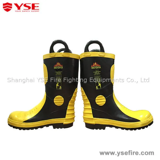 Rubber yellow fire fighting safety boots