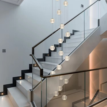Modern Round Crystal Bubble Pendant Staircase Lamp Chandeliers for Dining Room and Hall