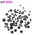 Black Glass Crystal Rhinestones Mix Sizes Nail Art Stones Strass Foil Back For Nail Diamonds Glitter Charms Decoration Tips