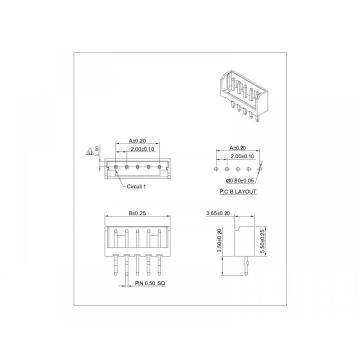 2,00 mm toonhoogte 180 graden connector series