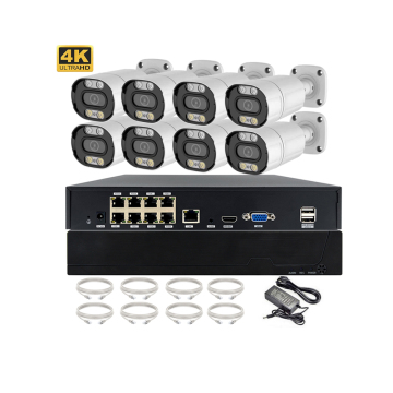 Kit NVR TSEYE 8CH: Sistema NVR Poe 4K con fotocamera IP da proiettile esterno da 8 MP e registrazione audio