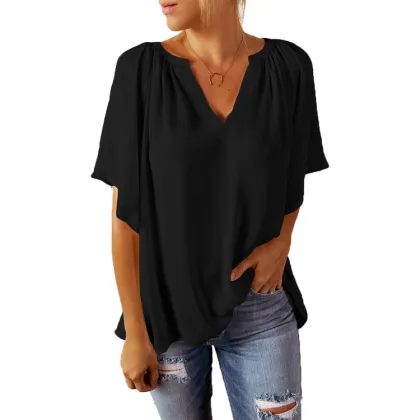 Summer V-neck top Chiffon shirt