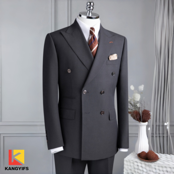 KANGYIFS Costume de soirée croisé gris foncé