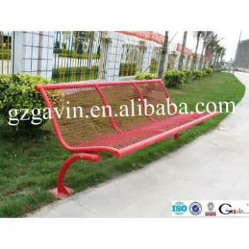 2013 hot sell red garden bench with backrest and 3 seats
