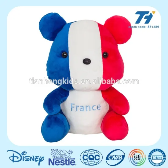 ICTI Certification national flag teddy bear custom animal toys stuffed plush toys