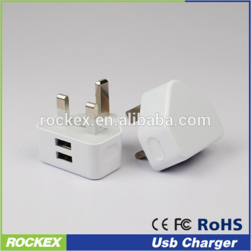 Factory wholesale Travel UK Dual USB Ports Wall Charger Plug FOR Mobile phone