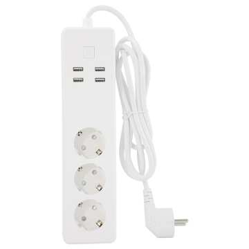 Tuya WiFi Smart Power Strip con Alexa e Google Home Support, 4 porte USB, cavo da 1,5 m, funzione timer