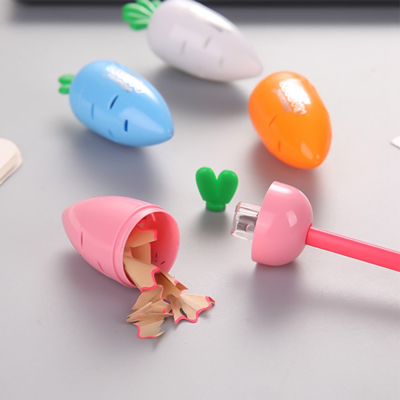 Cute Kawaii Cartoon Simple Small Fresh Carrot Pencil Sharpener Student School Supplies Prizes Stationery Random Color