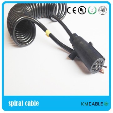 7 pin straight coil with two n type plastic trailer plug