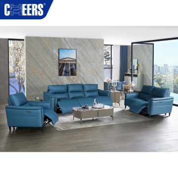 MANWAH CHEER 3-Piece Comfortable Genuine Leather Electric Recliner Sofa Set for Living Room Furniture