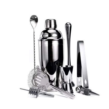 Portable 8-Piece Bartender Kit with 750ml Martini Shaker - Food Grade Metal Barware Tools