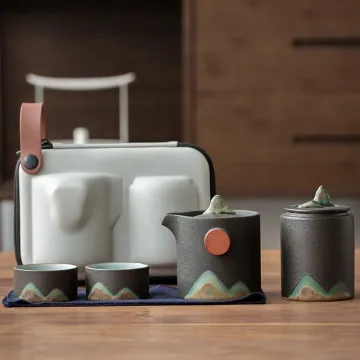 Elegant Portable Ceramic Tea Cup and Chinese Tea Set with Bag