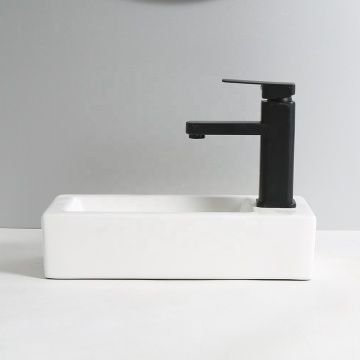 Space-Saving White Rectangular Wall-Hung Ceramic Bathroom Sink