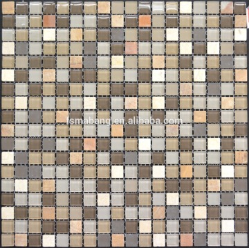 MB1604055 square glass mix stone mosaic tile for wall decrocation